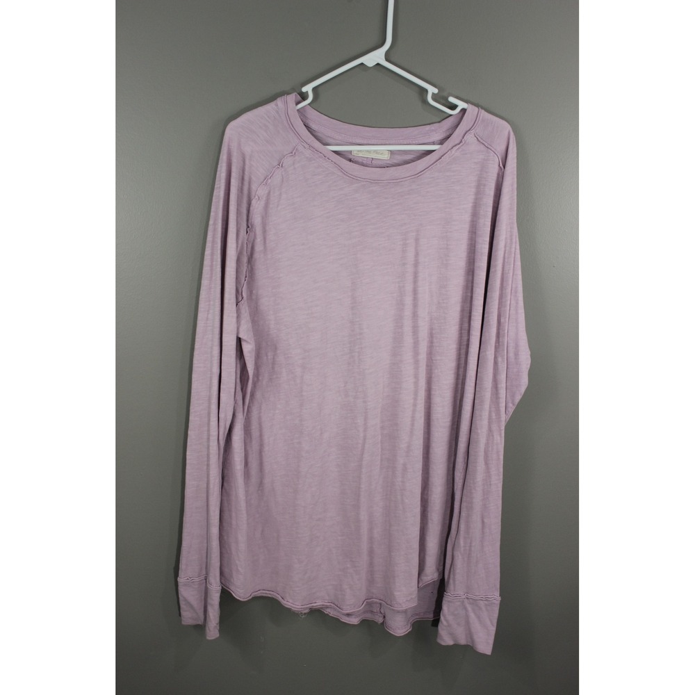 We The Free Long Sleeve Top Womens Large Lavender Great Slub Cotton Thumbhole